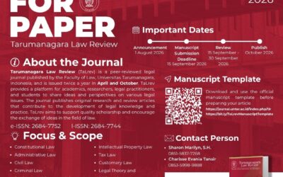 📢 CALL FOR PAPERS: Tarumanagara Law Review (TaLrev) Vol. 1 Issue 1 (2026)